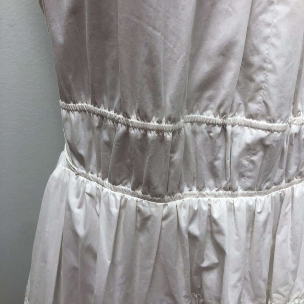 Proenza Schouler Poplin Gathered Tiered Dress Womens 12 White Luxury Bridal Boho View 4
